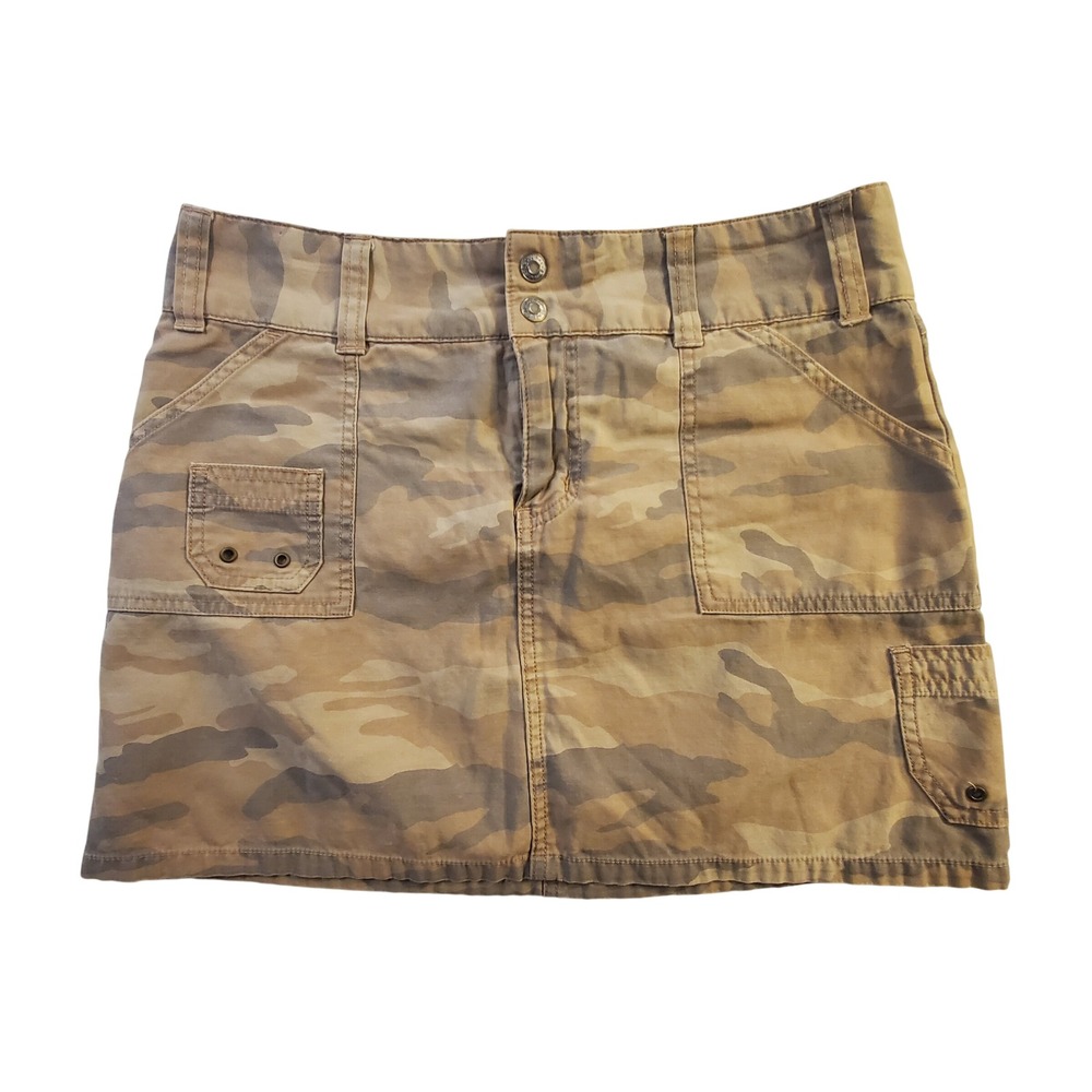 Old Navy Womens Camo Cargo Mini Skirt Size 6 Tan Brown Green Vintage 2004 Cotton